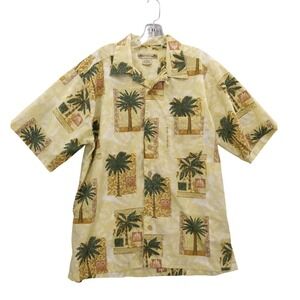 Montego Joe Palm Tree‎ Hawaiian Shirt Tropical Print Camp Shirt Mens L